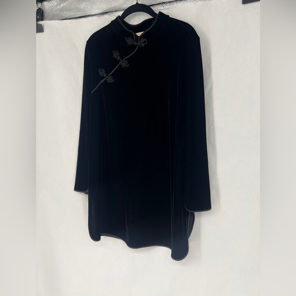 Soft Surroundings Black Velvet dress with Frog Closures